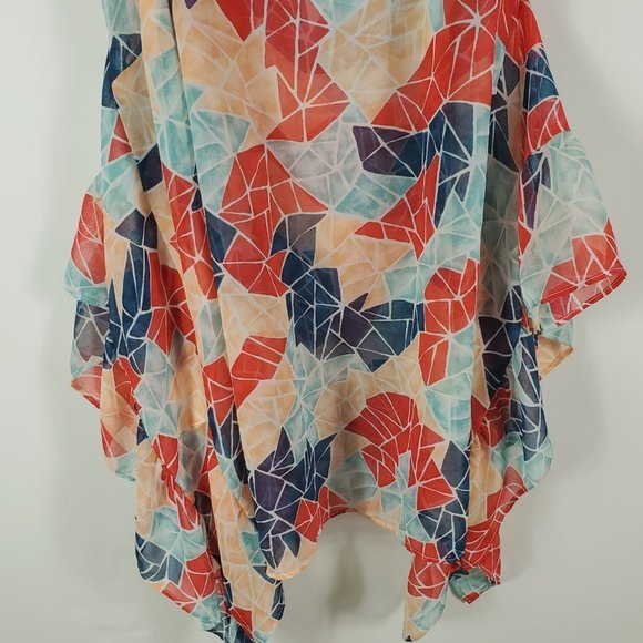 BCBG Asymmetrical Ruffled Sheer Kimono Halter Top (No Sleeve Openings) Sz XS - Picture 10 of 15